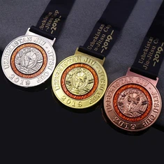 Medali Olahraga Souvenir Medali Emas Logam dengan Pita